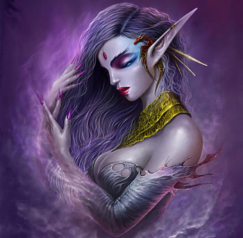 Dark Elf, abstract, fantasy, girl, elf, dark HD wallpaper