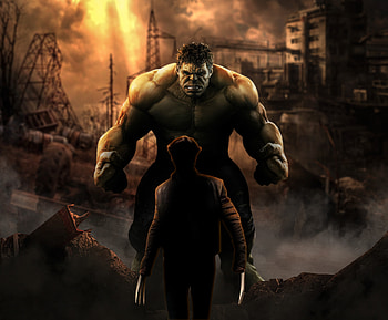 Hulk Vs Wolverine Art, wolverine, hulk, superheroes, artwork, deviantart HD wallpaper