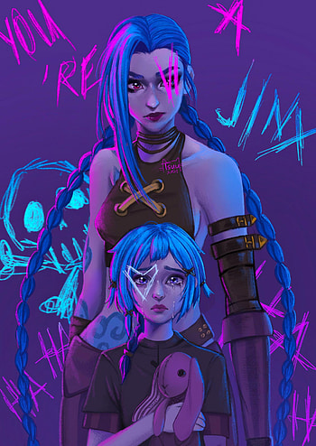 My Fanart Of Jinx Powder From Arcane, Violet Arcane HD phone wallpaper