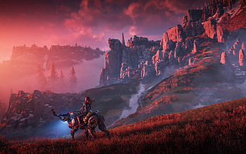 Horizon Zero Dawn, Aloy's journey, Breathtaking scenery, Game art masterpiece HD wallpaper