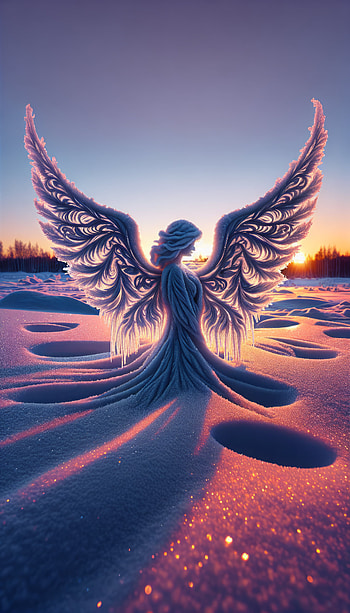 Snow Angel Fantasy , angel, snow, wings HD phone wallpaper