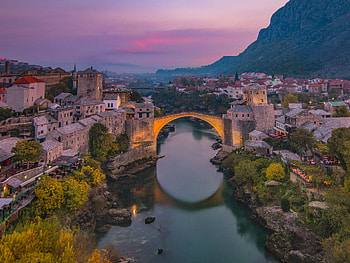 Old Bridge, Mostar, Twilight, Ultra HD wallpaper