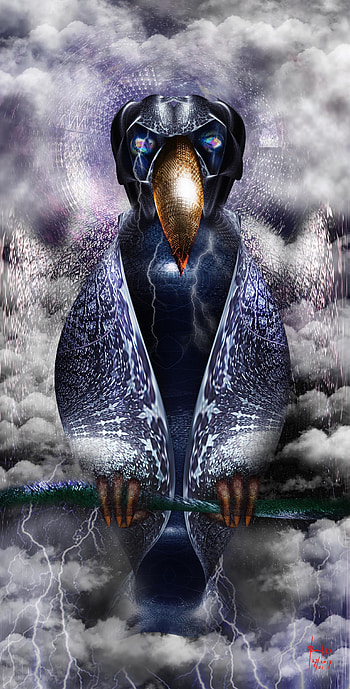 Art, Clouds, Raven, Surrealism HD phone wallpaper