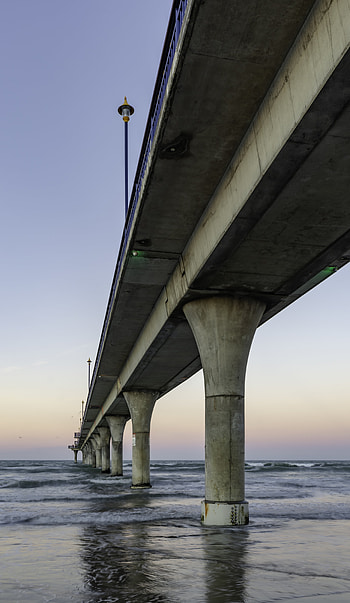 Nature, Water, Waves, Horizon, Bridge HD phone wallpaper