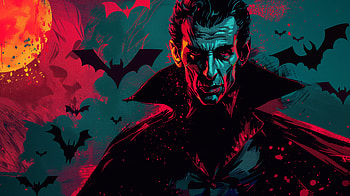 Dark Vampire and Bats, vampire, dark, bat HD wallpaper