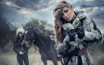 fashion model, winter, gloves, sweater, beauty HD wallpaper