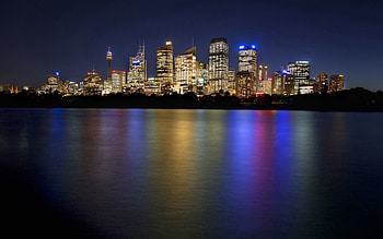 Cities, Night, Sydney, Reflection, Skyscrapers, Australia HD wallpaper