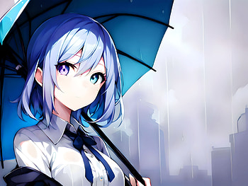 A girl in the rain with an umbrella, umbrella, rain, AI Art, Anime, girl, anime girl, Rain Anime HD wallpaper
