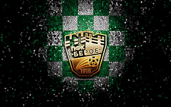 PFC Beroe Stara Zagora, glitter logo, Parva liga, green white checkered background, soccer, bulgarian football club, Beroe Stara Zagora logo, mosaic art, football, Beroe Stara Zagora FC HD wallpaper