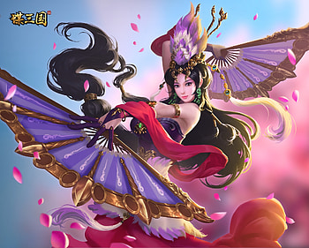 Fantasy girl, pink, hand fan, smash of dynasty, fantasy, game, girl, luminos, shaobing wang HD wallpaper