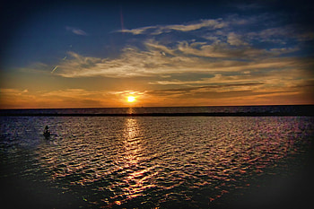 Sunset on Lake, ripples, clouds, sky, water, lake, sunset HD wallpaper