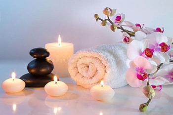 Spa, Candles, Stones, Flowers, Reflection, Orchids, Towel HD wallpaper