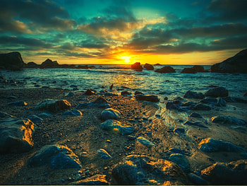 Nature, Sunset, Stones, Sun, Color, Colors HD wallpaper