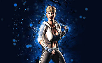Cassie Cage, , blue neon lights, Mortal Kombat Mobile, fighting games, MK Mobile, creative, Mortal Kombat, Cassie Cage Mortal Kombat HD wallpaper