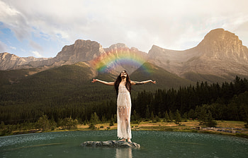 Girl Rainbow Into The Nature , girls, rainbow, nature, model HD wallpaper
