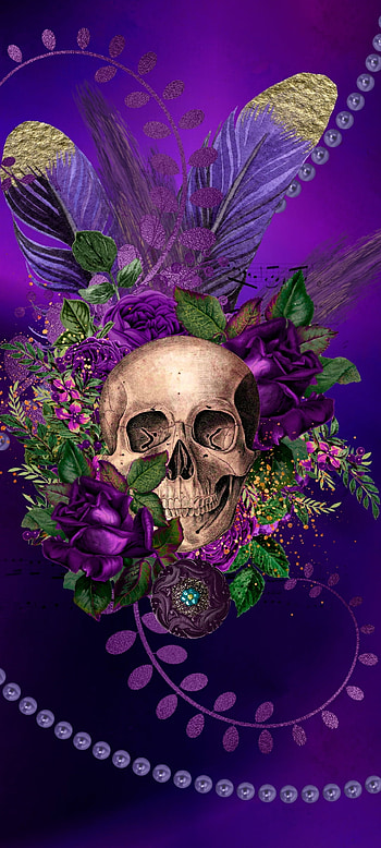 Flower Skull, magenta, sunglasses, purple HD phone wallpaper