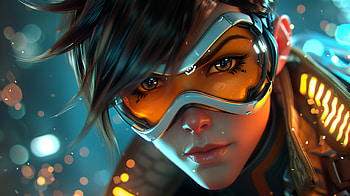 Vivid Tracer Portrait - Overwatch, video game, Overwatch, Tracer (Overwatch) HD wallpaper