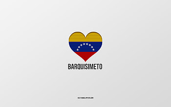 I Love Barquisimeto, Colombian cities, Day of Barquisimeto, gray background, Barquisimeto, Colombia, Colombian flag heart, favorite cities, Love Barquisimeto HD wallpaper