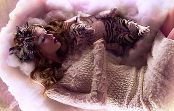 ღ❤ღ, Girl, Beautiful, Tiger, nature, friends HD wallpaper