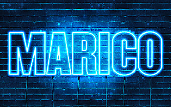 Happy Birtay Marico, , blue neon lights, Marico name, creative, Marico Happy Birtay, Marico Birtay, popular japanese male names, with Marico name, Marico HD wallpaper