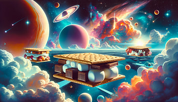 Cosmic S'mores Delight, S'mores, space, planet, cloud, fantasy, space fantasy HD wallpaper