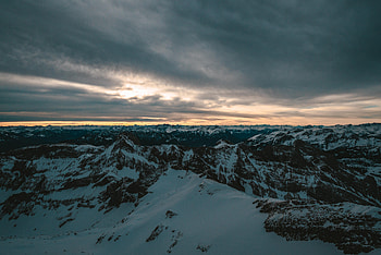 Nature, Mountains, Snow, View From Above, Horizon HD wallpaper