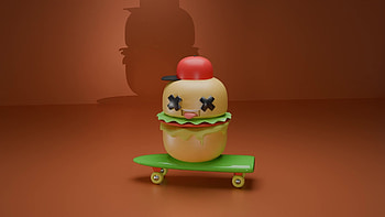 Crazy hamburguer, animation, 3D, render, Comic HD wallpaper
