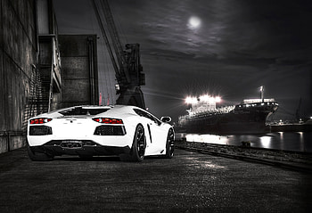 White Lamborghini Aventador Rear , lamborghini-aventador, lamborghini, cars HD wallpaper