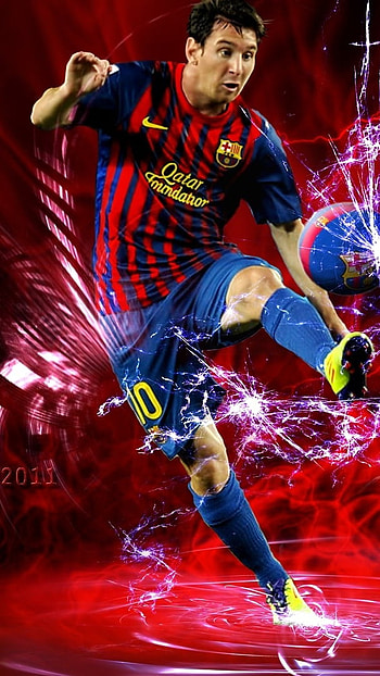 Messi, Red Background HD phone wallpaper