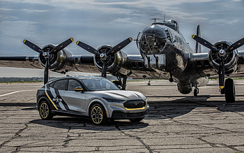Ford Mustang Mach-E, , airport, 2022 cars, tuning, electric cars, 2022 Ford Mustang Mach-E, american cars, Ford HD wallpaper