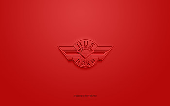 HYS The Hague, creative 3D logo, red background, BeNe League, 3d emblem, Dutch hockey Club, Netherlands, 3d art, hockey, HYS The Hague 3d logo HD wallpaper