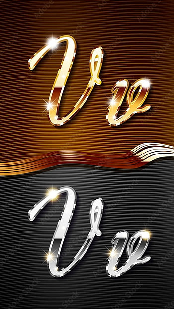 V Letter, Gold, Silver HD phone wallpaper