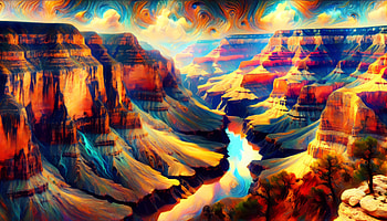 Grand Canyon Vibrant Artistic, grand canyon, landscape, nature, colorful, river HD wallpaper