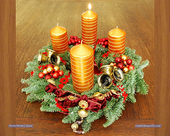 First Advent, still life, advent wreath, candles, yellow HD wallpaper