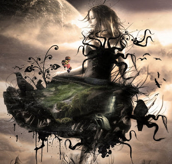 In a Twirl, bird, fantasy, green, balloon, female HD wallpaper