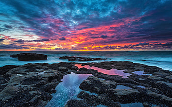 Serene Sunset, Cape Arago on the Oregon Coast, sea, clouds, colors, sky, rocks, sunset, usa HD wallpaper