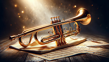 Gleaming Trumpet on Sheet Music, music, trumpet, instrument HD wallpaper
