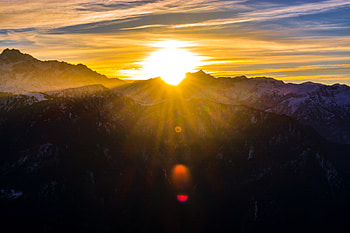 Cool View Of Mountains Durning Sunrise, mountains, sunrise, nature, silhouette HD wallpaper