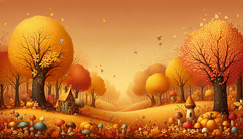 Autumn Bliss, fall, Autumn, landscape, tree, mushroom HD wallpaper