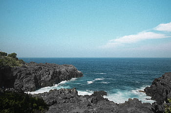 Beautiful view of rocky cliffs and ocean at Jogasaki Kaigan, Japan. HD wallpaper