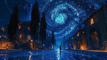 Fantasy Night Portal Town, artistic, fantasy, portal, town, night HD wallpaper