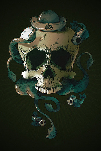 Art, Fishes, Skull, Skeleton HD phone wallpaper