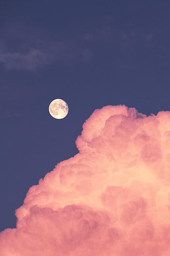 Nature, Sky, Pink, Moon, Cloud HD phone wallpaper