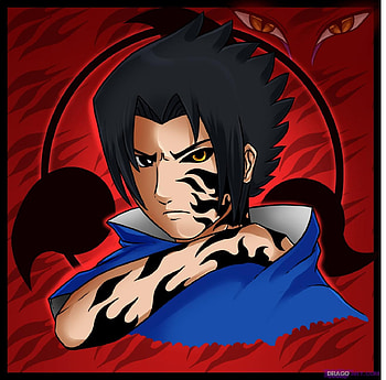 Saskue, black, weird, red, curse mark, naruto HD wallpaper