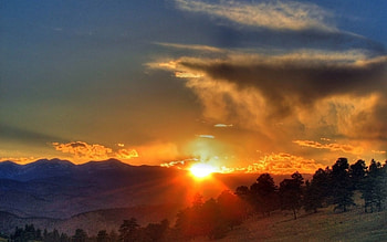 Nature, Trees, Sunset, Sun HD wallpaper