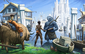 Silver Spire Harbor — Medieval Fantasy RPG City, fantasy city, Fantasy character, medieval, RPG HD wallpaper