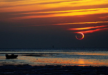 POR DO SOL, lua, sol, barco, mar, natureza HD wallpaper