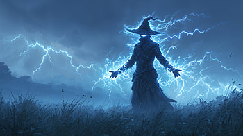 Fantasy Mage Casting Lightning Magic Spell, fantasy, magic, lightning spell, mage, wizard HD wallpaper