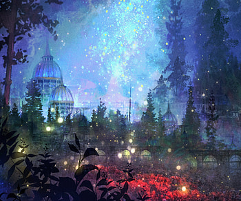 Starlit Enchanted City — Quad Fantasy, fantasy, city, fantasy city HD wallpaper