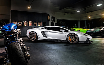 Lamborghini And Bike, lamborghini, cars, bikes HD wallpaper